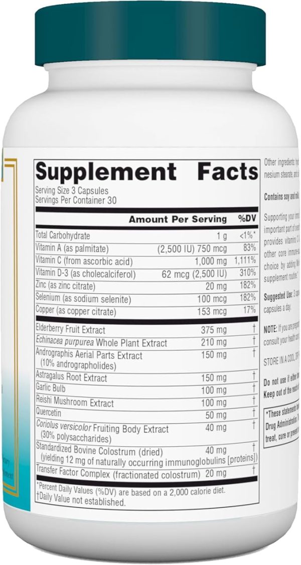 Source Naturals Wellness ImmuneSmart - for Core Daily Immune Support*, with Vitamins A, C, and D, Zinc, Elderberry, Echinacea, Andrographis, Turkey Tail and Garlic - 90 Capsules