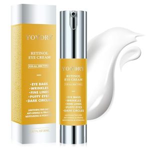 Retinol Under Eye Cream - Anti Aging Eye Cream for Dark Circles and Puffiness, Eye Bags, Wrinkles Fine Lines Skin Care Treatment Hydrates Moisturizes Gold(0.67 Fl Oz)